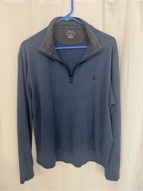 Polo by Ralph Lauren Heather Navy Half-Zip Pullover with Red Pony